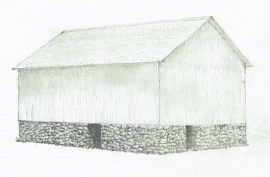 Vernacular New England Barn. Drawing by Tofan Rafati. Image for Good Design Principle no. 7